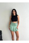 Su Yeşili Mini Ayrobin Şortlu Etek