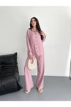 Toz Pembe İkili Gömlek Pantolon Takım