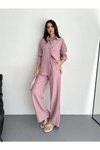 Toz Pembe İkili Gömlek Pantolon Takım