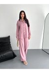 Toz Pembe İkili Gömlek Pantolon Takım