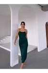 Yeşil Uzun Ayarlanabilir Askılı Elbise