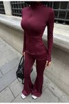 Bordo Fit Kesim İkili Fermuarlı Takım