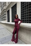 Bordo Fit Kesim İkili Fermuarlı Takım