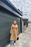 Long Premium Belted Stand-Collar Trench Coat - Camel