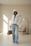 Premium Fur Lined White Collared Jacket
