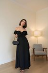 Long Off-shoulder Dress - Black