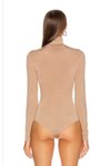 Bej Balıkçı Yaka İpek Jarse Bodysuit