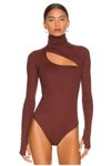 Bordo Balıkçı Yaka Parmaklı Bodysuit