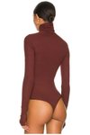 Bordo Balıkçı Yaka Parmaklı Bodysuit