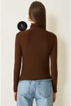 Kahve Uzun Kollu Büzgülü Bluz