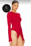 Kırmızı Body Bisiklet Yaka İpek Jarse Çift Katlı İç Göstermez