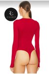 Kırmızı Body Bisiklet Yaka İpek Jarse Çift Katlı İç Göstermez