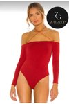 Kırmızı Çift Katlı İç Göstermez Boyundan Bağlamalı Çapraz Askılı Body