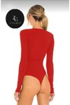 Kırmızı İpek Jarse V Yaka Çift Kat Body