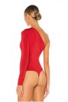 Kırmızı Tek Kol Büzgü Detaylı Body