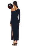 Lacivert Uzun Yırtmaçlı Omuz Detaylı Elbise