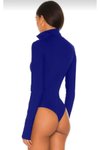 Saks Mavisi İpek Jarse Gizli Fermuarlı Bodysuit