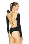 Siyah Çift Kat İpek Jarse Sırt Dekolteli Body