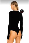 Siyah İç Göstermez Ön Detaylı Parmak Geçmeli Bodysuit