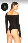 Siyah İpek Jarse L Modeli Asimetrik Yaka Bodysuit