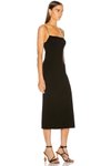 Siyah İpek Jarse Midi Spagetti Askı Yırtmaç Detaylı Elbise