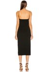 Siyah İpek Jarse Midi Spagetti Askı Yırtmaç Detaylı Elbise