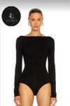 Siyah İpek Jarse Sırt Dekolteli Bodysuit