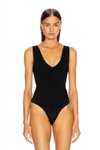 Siyah Jarse V Yaka İpek Bodysuit