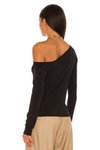 Siyah Tek Omuz Düşük Kol İthal Jarse Bluz