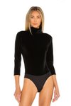 Siyah Yarım Balıkçı Yaka Astarlı Kadife Bodysuit