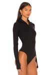 Siyah Yarım Balıkçı Yaka Gizli Fermuarlı Parmak Geçmeli İpek Jarse Body