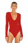 Kırmızı İpek Jarse V Yaka Çift Kat Body