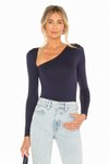 Lacivert Parçalı İpek Jarse Ön Yaka Detaylı Body