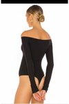 Siyah Düşük Omuz Çift Katlı İpek Jarse Body