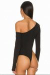 Siyah İç Göstermez İpek Jarse Parmak Geçmeli Omuz Detaylı Body