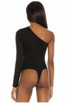 Siyah Tek Kol Önü Yarık Omuz Dekolteli Body