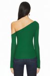 Zümrüt Yeşili Asimetrik Çift Kat İç Göstermez İpek Jarse Bluz