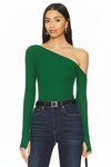 Zümrüt Yeşili Asimetrik Çift Kat İç Göstermez İpek Jarse Bluz