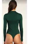 Zümrüt Yeşili İpek Jarse Bisiklet Yaka Dikişsiz Bodysuit