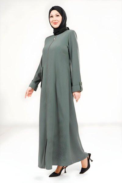 Pocketed Abaya - Khaki