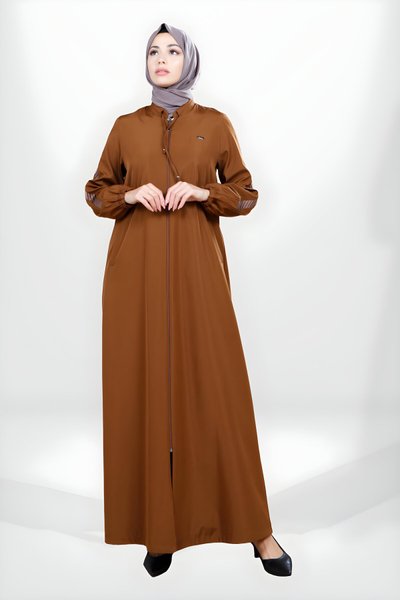 Water Repellent Sleeve-Detail Abaya - Tan