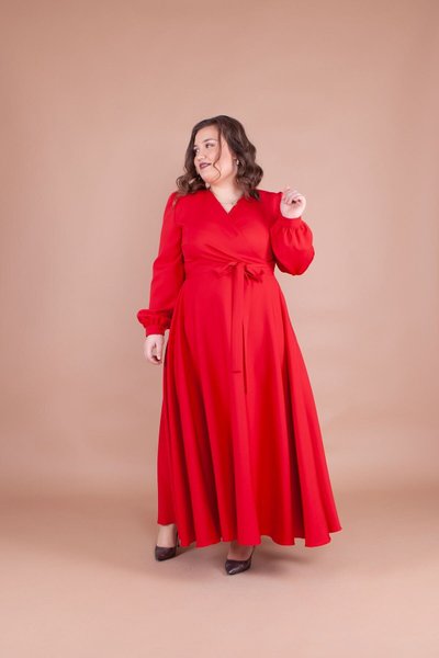 Kırmızı Büyük Beden Uzun Elbise