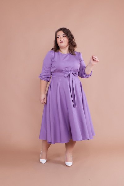 Leylak Büyük Beden Midi Elbise