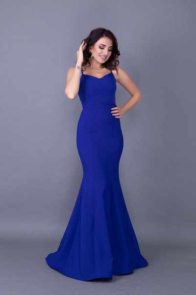 Long Mermaid Tie-Back Evening Dress - Royal Blue