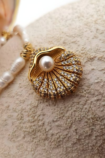 Gold Taşlı İstiritye İnci Kolye