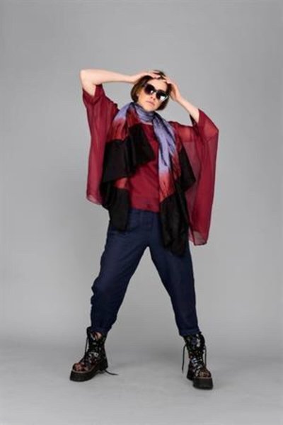 Bordo İtalyan Yarasa Kollu İpek Bluz