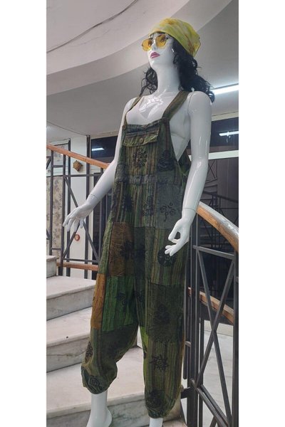 Haki Renkli Taşlanmış Otantik Şalvar Tulum