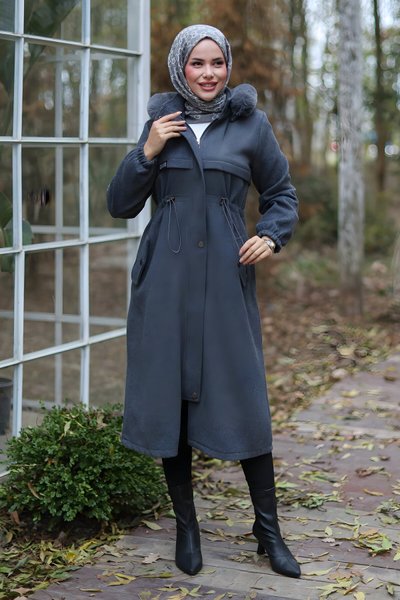 Antrasit Kaşe Tünel Detaylı Kaban