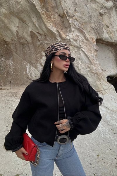 Siyah Bomber Premium Kaşe Ceket