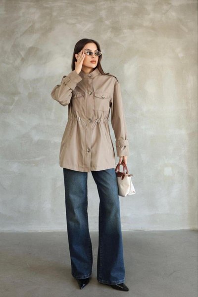 Bej Uzun Trençkot